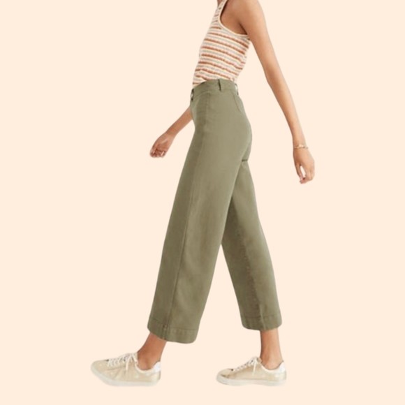 Madewell Pants - Madewell Emmett Wide Leg Crop Green Pants
